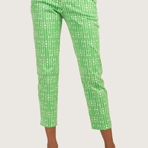 Trina Turk Moss 2 Crop Pant Size 12 Mod Green NWT Cara Cara Herringbone